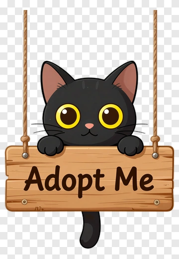 Black Cat Holding Adopt Me Sign PNG