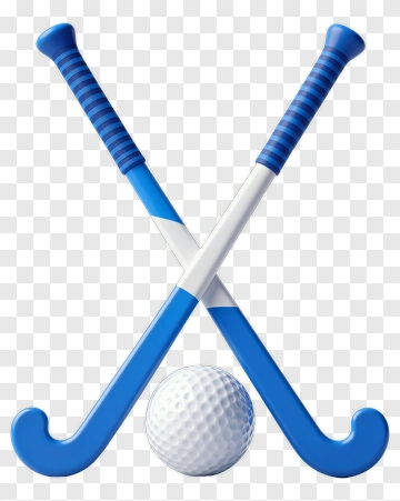 Blue And White Hockey Sticks With Ball PNG