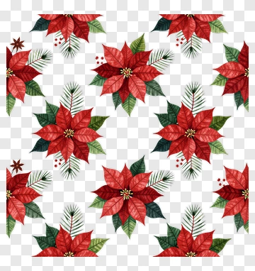 Watercolor Poinsettia Pattern PNG