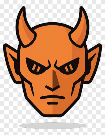 Orange Devil Face Icon PNG