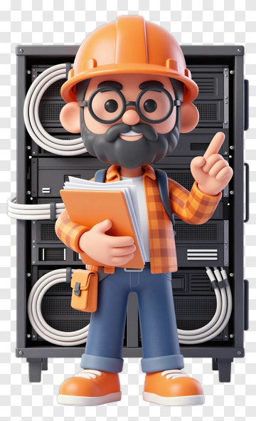 Professional Engineer With Server Rack PNG