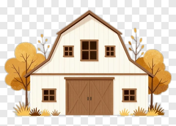 Cozy Barn In Autumn PNG
