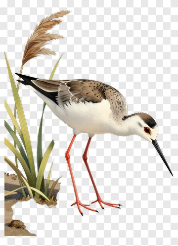 Red-legged Wading Bird By Water PNG
