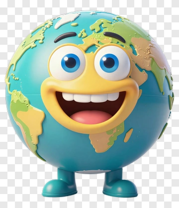 Smiling Earth Cartoon Character PNG