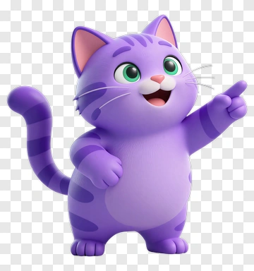 Purple Striped Cat Pointing PNG