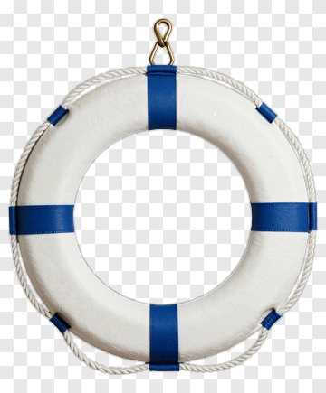 White Life Preserver With Blue Straps PNG