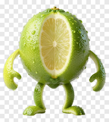 Lime Character With Water Droplets PNG