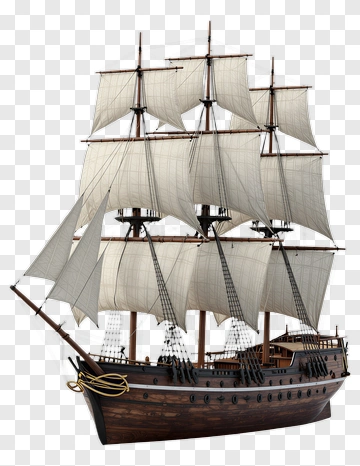 Sailing Ship Model With Detailed Sails And Masts PNG