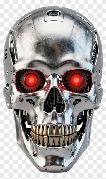 Robot Skull With Red Eyes PNG