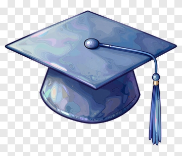 Blue Graduation Cap With Marble Design PNG