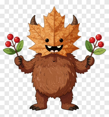 Leaf Monster Holding Berries PNG