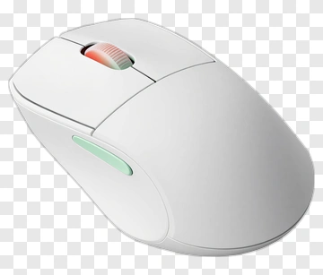 White Wireless Mouse With Green And Red Accents PNG