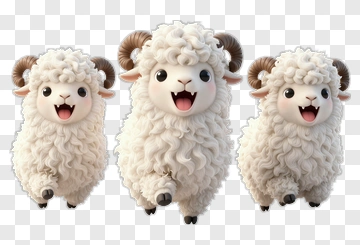 Three Happy Cartoon Sheep PNG