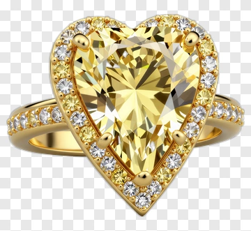 Yellow Heart-Shaped Diamond Ring PNG