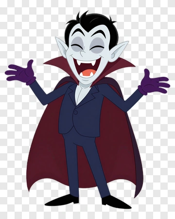 Cartoon Dracula With Purple Cape PNG