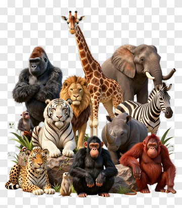 Group Of African Wildlife Animals PNG