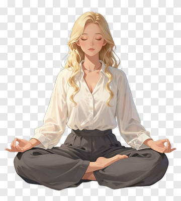 Woman Practicing Meditation PNG