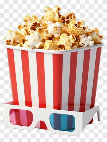 Popcorn With 3D Glasses PNG