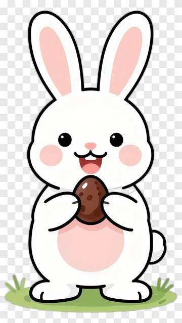 Cute Rabbit Holding Easter Egg PNG