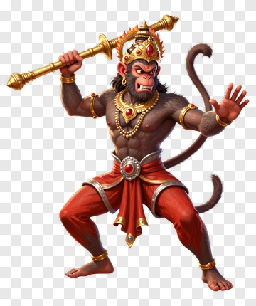 Monkey God With Golden Staff PNG