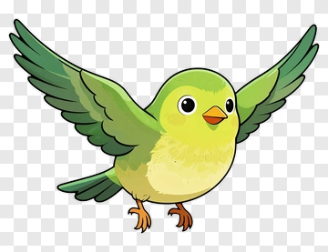 Green Cartoon Bird Flying PNG