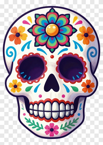 Decorated Skull With Floral Patterns PNG