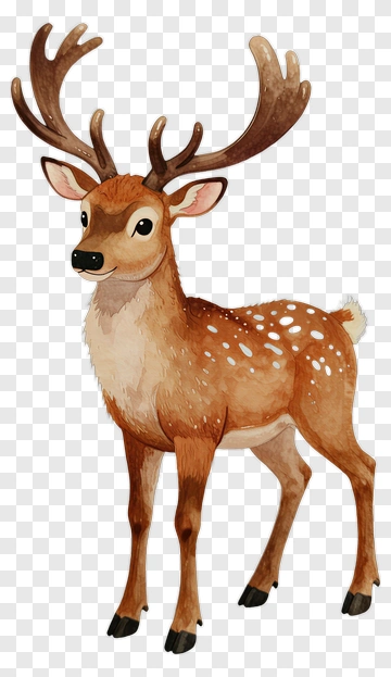 Watercolor Deer With Antlers PNG