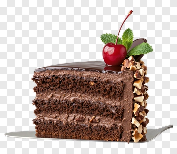 Chocolate Cake With Cherry And Mint PNG