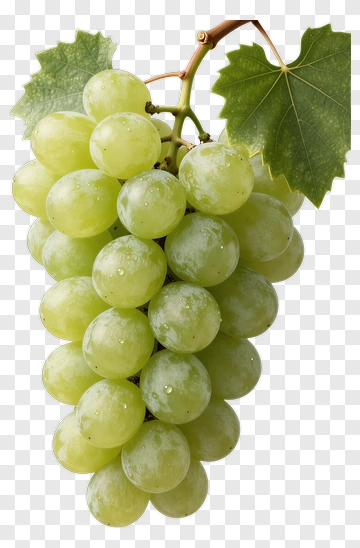 Cluster Of Green Grapes With Leaves PNG