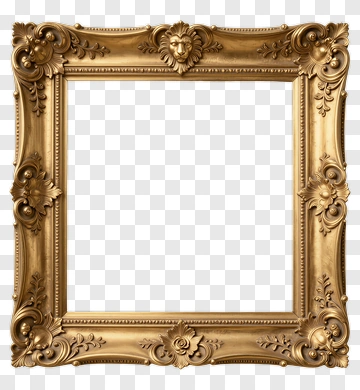 Ornate Gold Frame With Lion Head Design PNG