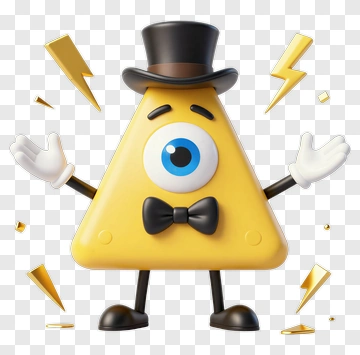 Yellow Triangle Character With Top Hat PNG