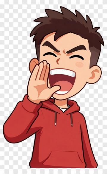Boy Yelling With Hand Gesture PNG