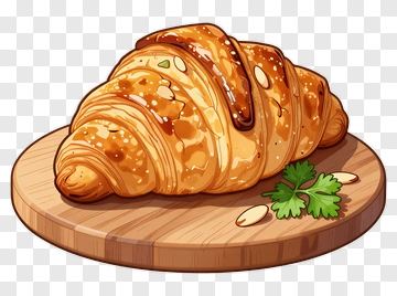 Golden Croissant With Almond And Parsley PNG