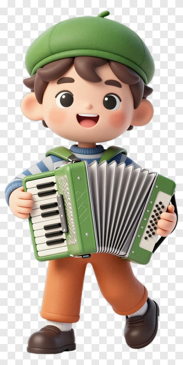 Happy Child Playing Accordion PNG