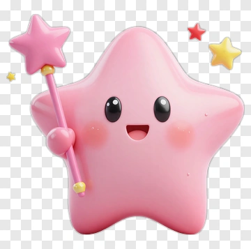 Pink Star With Magic Wand PNG