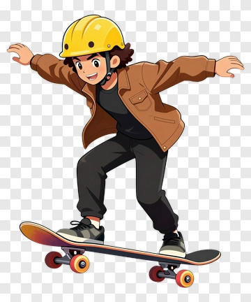 Cartoon Skateboarder In Action PNG