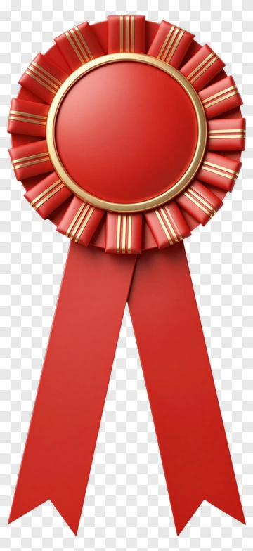 Red Award Ribbon With Gold Trim PNG