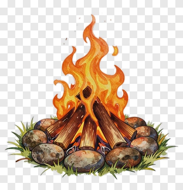 Campfire With Logs And Rocks PNG