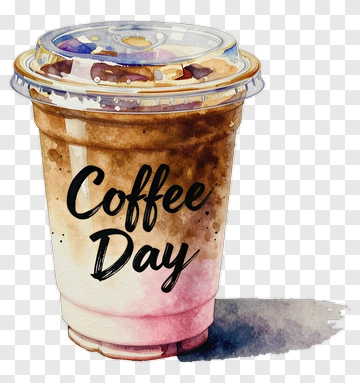 Watercolor Coffee Cup With Text PNG