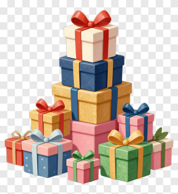 Stack Of Colorful Gift Boxes With Bows PNG