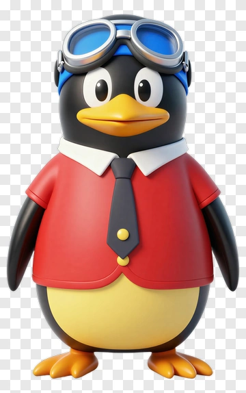 Penguin In Goggles And Red Shirt PNG