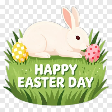 Happy Easter Day Rabbit With Eggs PNG