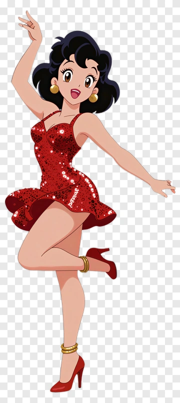 Anime Dancer In Red Dress PNG