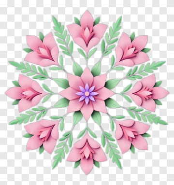 Symmetrical Pink Flower Mandala PNG