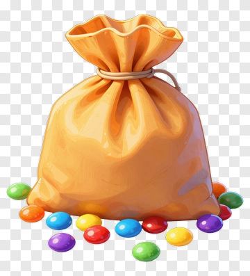 Orange Sac With Colorful Candy PNG