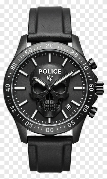 Police Skull Chronograph Watch PNG