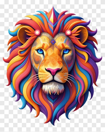 Colorful Lion Head Design PNG