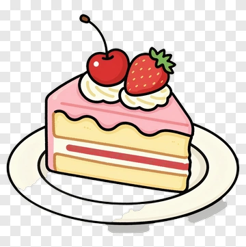 Pink Cake Slice With Strawberry And Cherry PNG