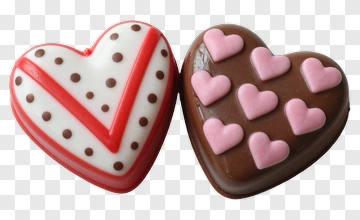 Heart Shaped Chocolate With Polka Dots And Pink Hearts PNG