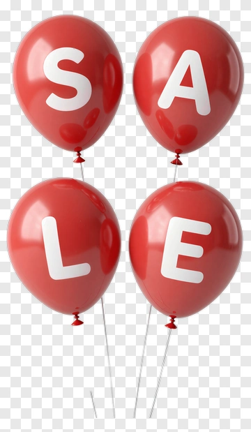 Red Balloons With Sale Letters PNG